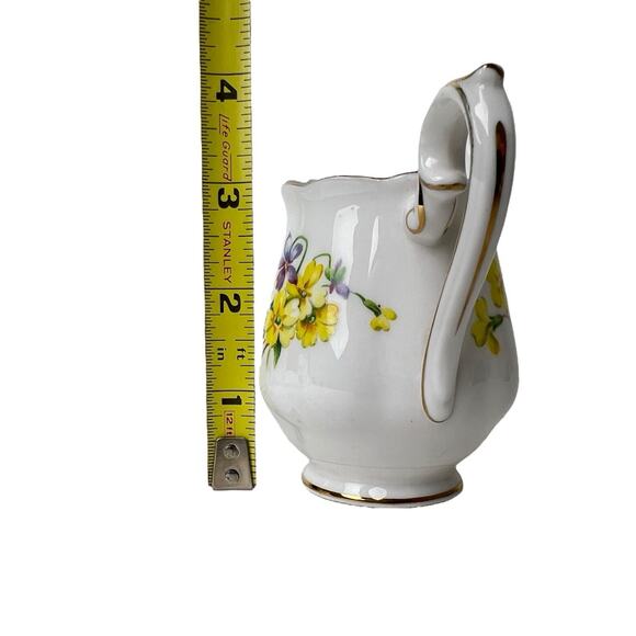 Royal Albert Creamer Sugar Set Bone China England Open Yellow Purple Flowers Vtg - Picture 10 of 12